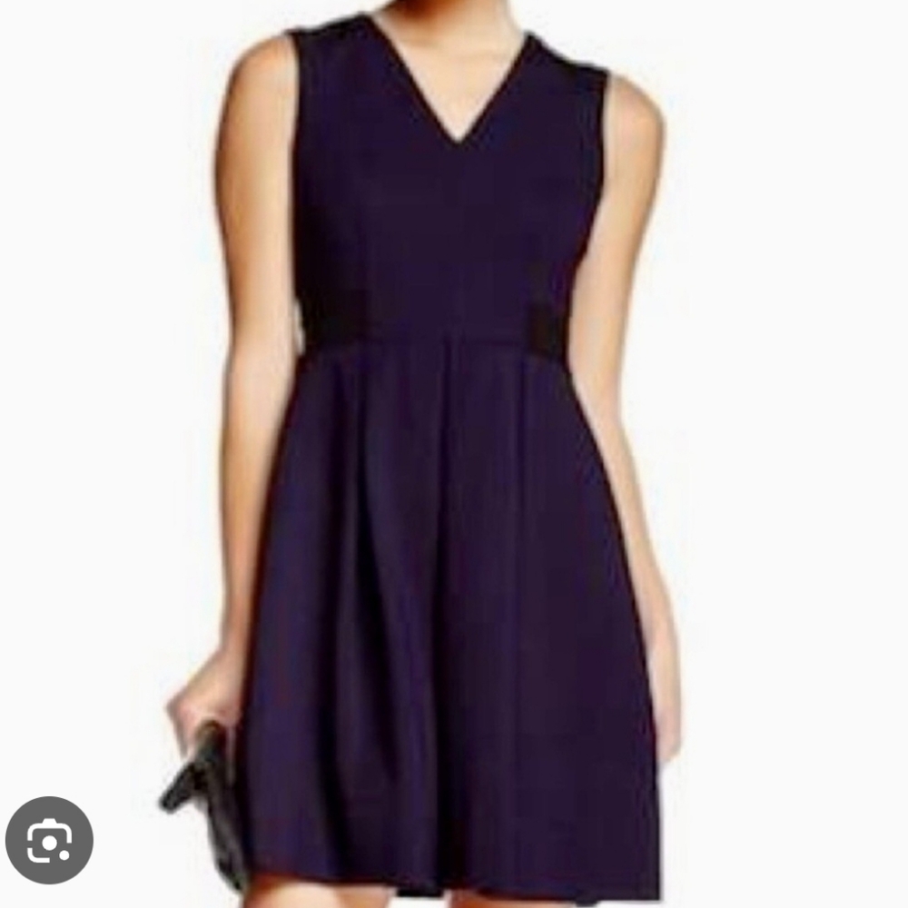 Rebecca Taylor Blue And Black Sleeveless Fit And Flare Dress Size 2 Classic Chic